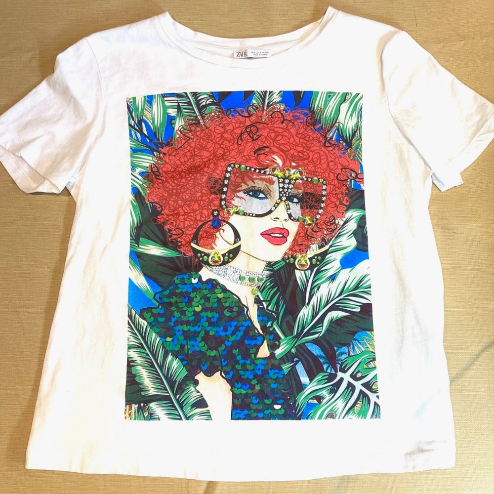 Zara graphic t-shirt disco queen